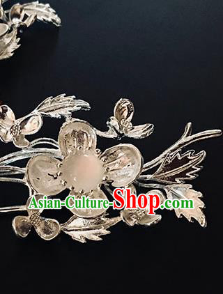 China Traditional Hair Accessories Classical Argent Plum Blossom Hairpin Handmade Tassel Hair Stick China Traditional Hair Accessories Classical Argent Plum Blossom Hairpin Handmade Tassel Hair Stick