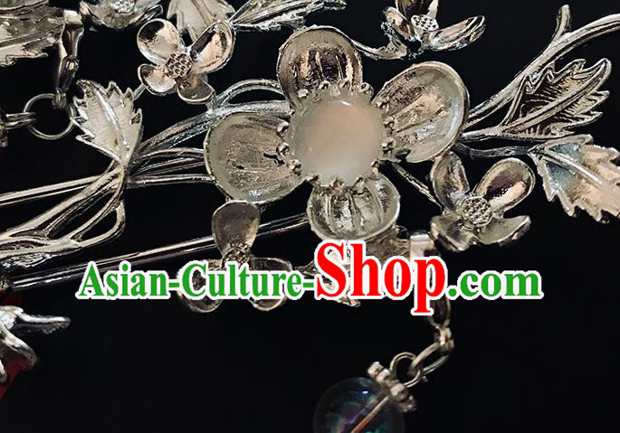 China Traditional Hair Accessories Classical Argent Plum Blossom Hairpin Handmade Tassel Hair Stick China Traditional Hair Accessories Classical Argent Plum Blossom Hairpin Handmade Tassel Hair Stick