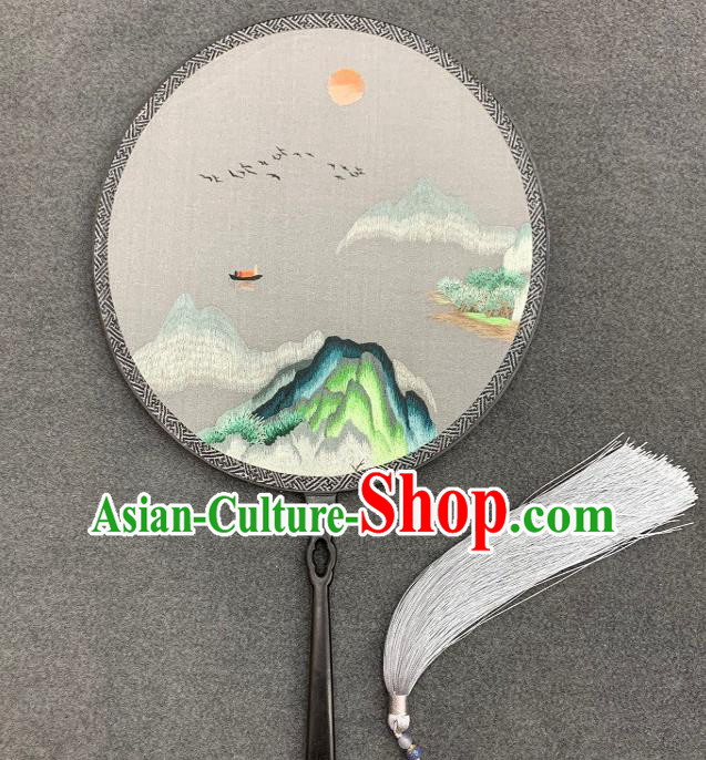 China Handmade Embroidered Circular Fan Traditional Hanfu Silk Fan Double Side Embroidery Palace Fan China Handmade Embroidered Circular Fan Traditional Hanfu Silk Fan Double Side Embroidery Palace Fan