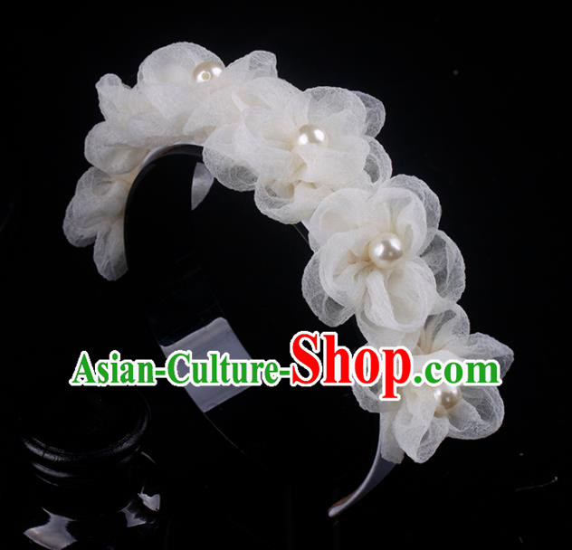French Elegant Hair Accessories Wedding Princess Headband Bride Beige Silk Flowers Hair Clasp French Elegant Hair Accessories Wedding Princess Headband Bride Beige Silk Flowers Hair Clasp
