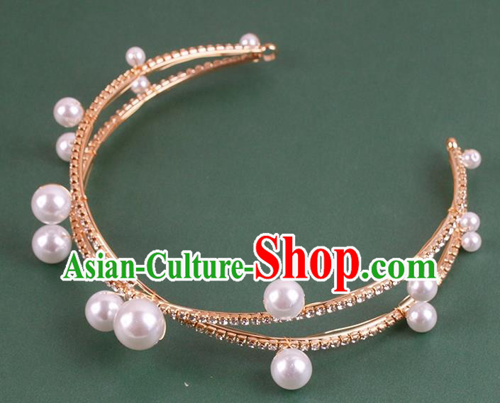 Europe Bride Pearls Royal Crown Wedding Princess Headband Elegant Hair Accessories Europe Bride Pearls Royal Crown Wedding Princess Headband Elegant Hair Accessories