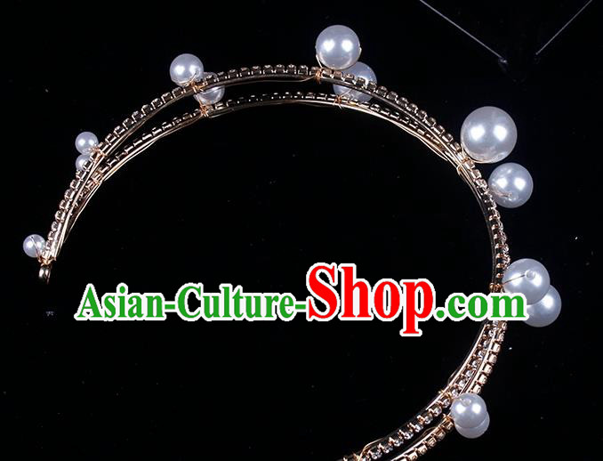 Europe Bride Pearls Royal Crown Wedding Princess Headband Elegant Hair Accessories Europe Bride Pearls Royal Crown Wedding Princess Headband Elegant Hair Accessories