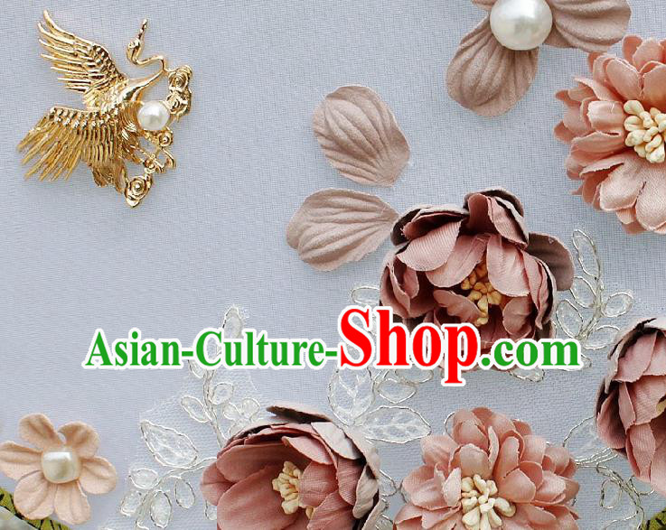 China Traditional Wedding Silk Fan Bride Circular Fan Handmade Pink Roses Palace Fan China Traditional Wedding Silk Fan Bride Circular Fan Handmade Pink Roses Palace Fan