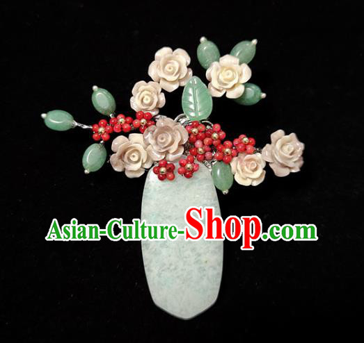 Handmade China Jade Accessories Flowers Brooch Classical Cheongsam Breastpin Jewelry