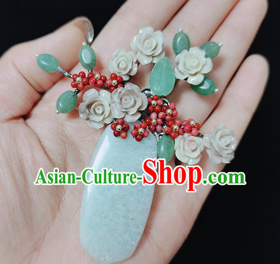 Handmade China Jade Accessories Flowers Brooch Classical Cheongsam Breastpin Jewelry