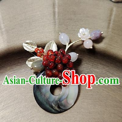 Handmade China Cheongsam Breastpin Classical Jewelry Garnet Beads Brooch Accessories