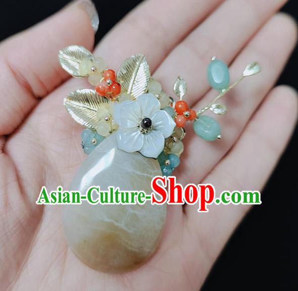 Handmade China Classical Jewelry Cheongsam Stone Breastpin Shell Flower Brooch Accessories Handmade China Classical Jewelry Cheongsam Stone Breastpin Shell Flower Brooch Accessories