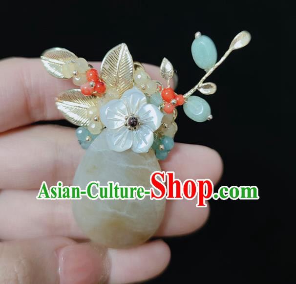 Handmade China Classical Jewelry Cheongsam Stone Breastpin Shell Flower Brooch Accessories Handmade China Classical Jewelry Cheongsam Stone Breastpin Shell Flower Brooch Accessories