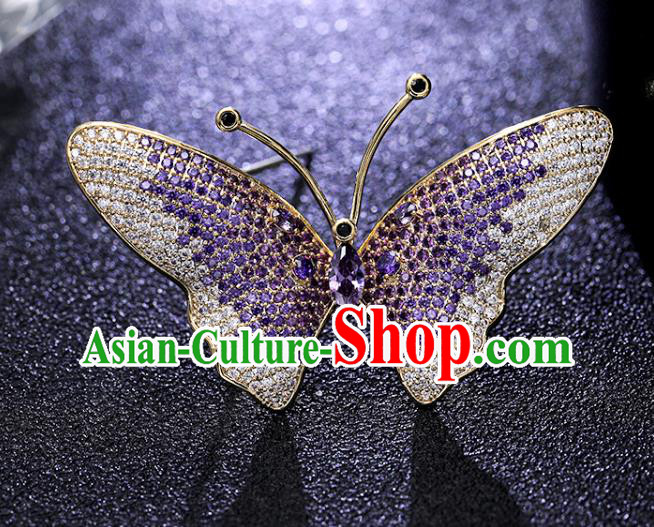 Top Grade Handmade Purple Crystal Butterfly Brooch Jewelry Accessories Top Grade Handmade Purple Crystal Butterfly Brooch Jewelry Accessories