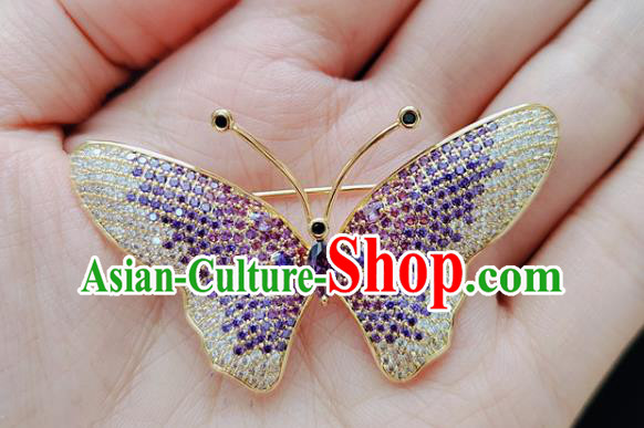 Top Grade Handmade Purple Crystal Butterfly Brooch Jewelry Accessories Top Grade Handmade Purple Crystal Butterfly Brooch Jewelry Accessories