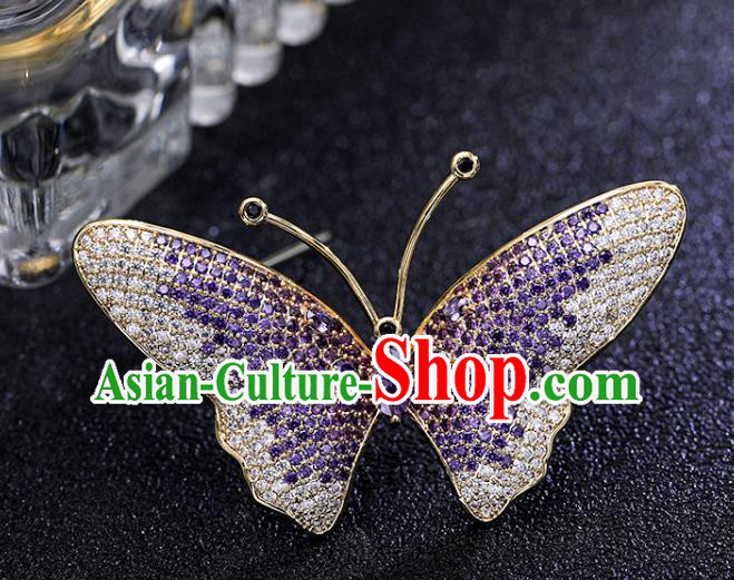 Top Grade Handmade Purple Crystal Butterfly Brooch Jewelry Accessories Top Grade Handmade Purple Crystal Butterfly Brooch Jewelry Accessories