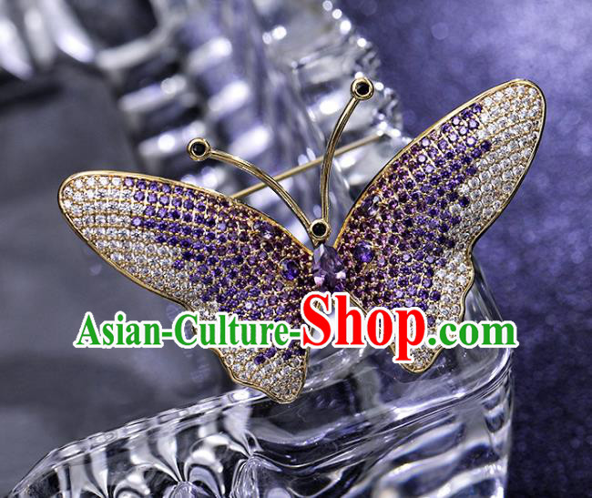 Top Grade Handmade Purple Crystal Butterfly Brooch Jewelry Accessories Top Grade Handmade Purple Crystal Butterfly Brooch Jewelry Accessories