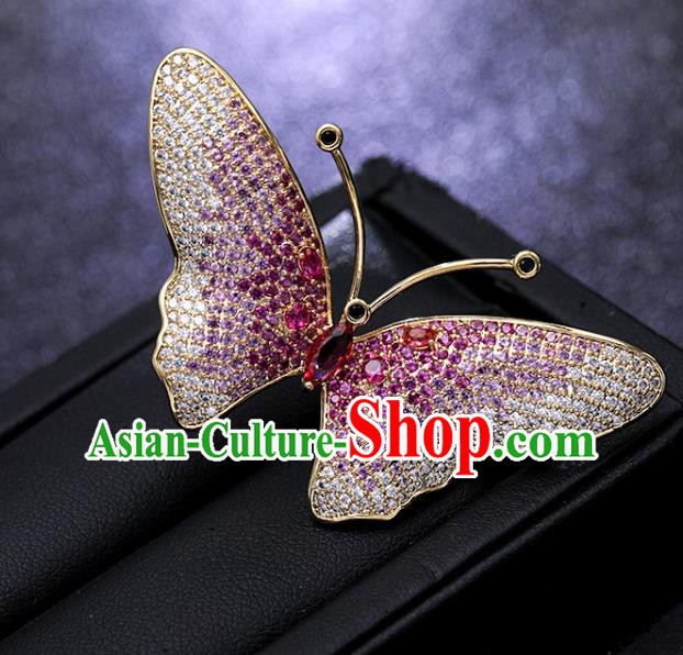 Handmade Rosy Crystal Butterfly Brooch Top Grade Zircon Jewelry Accessories Handmade Rosy Crystal Butterfly Brooch Top Grade Zircon Jewelry Accessories