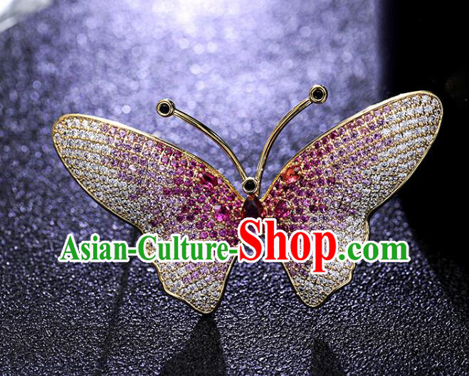Handmade Rosy Crystal Butterfly Brooch Top Grade Zircon Jewelry Accessories Handmade Rosy Crystal Butterfly Brooch Top Grade Zircon Jewelry Accessories