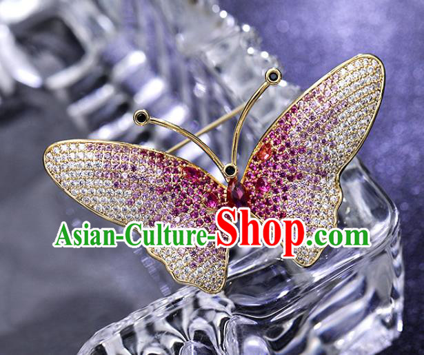 Handmade Rosy Crystal Butterfly Brooch Top Grade Zircon Jewelry Accessories Handmade Rosy Crystal Butterfly Brooch Top Grade Zircon Jewelry Accessories