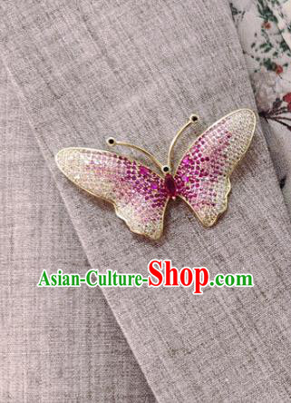 Handmade Rosy Crystal Butterfly Brooch Top Grade Zircon Jewelry Accessories Handmade Rosy Crystal Butterfly Brooch Top Grade Zircon Jewelry Accessories