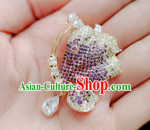 Handmade Crystal Butterfly Brooch Top Grade Purple Zircon Breastpin Jewelry Accessories Handmade Crystal Butterfly Brooch Top Grade Purple Zircon Breastpin Jewelry Accessories