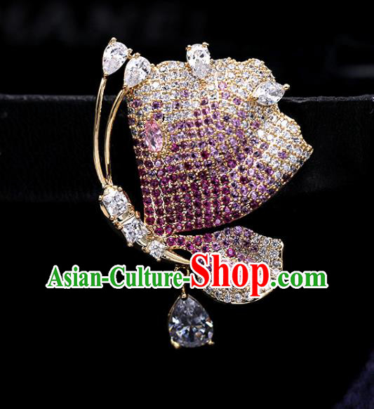 Handmade Crystal Butterfly Brooch Top Grade Purple Zircon Breastpin Jewelry Accessories Handmade Crystal Butterfly Brooch Top Grade Purple Zircon Breastpin Jewelry Accessories