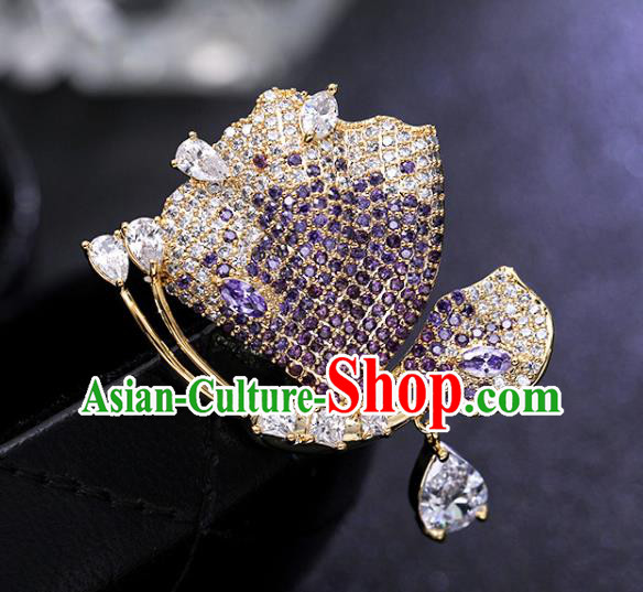 Handmade Crystal Butterfly Brooch Top Grade Purple Zircon Breastpin Jewelry Accessories Handmade Crystal Butterfly Brooch Top Grade Purple Zircon Breastpin Jewelry Accessories