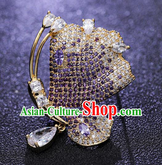 Handmade Crystal Butterfly Brooch Top Grade Purple Zircon Breastpin Jewelry Accessories Handmade Crystal Butterfly Brooch Top Grade Purple Zircon Breastpin Jewelry Accessories