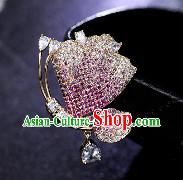Handmade Crystal Butterfly Brooch Top Grade Purple Zircon Breastpin Jewelry Accessories Handmade Crystal Butterfly Brooch Top Grade Purple Zircon Breastpin Jewelry Accessories