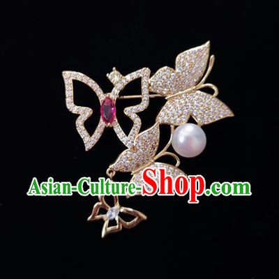 Top Jewelry Accessories Handmade Crystal Brooch Zircon Butterfly Breastpin