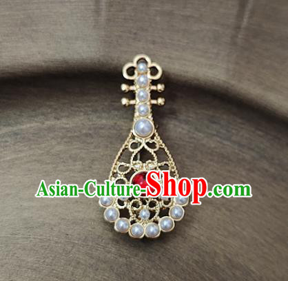 Top Handmade Golden Lute Brooch Jewelry Accessories Red Crystal Breastpin Top Handmade Golden Lute Brooch Jewelry Accessories Red Crystal Breastpin
