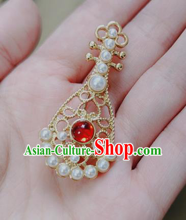 Top Handmade Golden Lute Brooch Jewelry Accessories Red Crystal Breastpin Top Handmade Golden Lute Brooch Jewelry Accessories Red Crystal Breastpin
