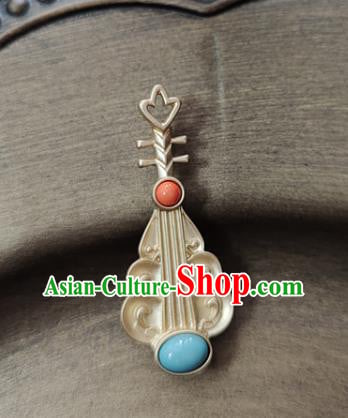 Top Golden Breastpin Handmade Lute Brooch Jewelry Accessories Top Golden Breastpin Handmade Lute Brooch Jewelry Accessories