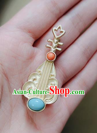 Top Golden Breastpin Handmade Lute Brooch Jewelry Accessories Top Golden Breastpin Handmade Lute Brooch Jewelry Accessories