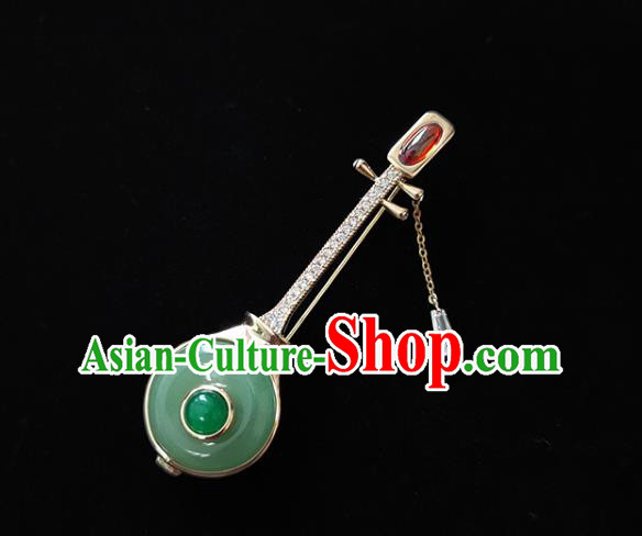 Handmade China Jade Brooch Accessories Cheongsam Crystal Lute Breastpin Classical Jewelry Handmade China Jade Brooch Accessories Cheongsam Crystal Lute Breastpin Classical Jewelry