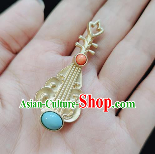 Top Golden Breastpin Handmade Lute Brooch Jewelry Accessories Top Golden Breastpin Handmade Lute Brooch Jewelry Accessories