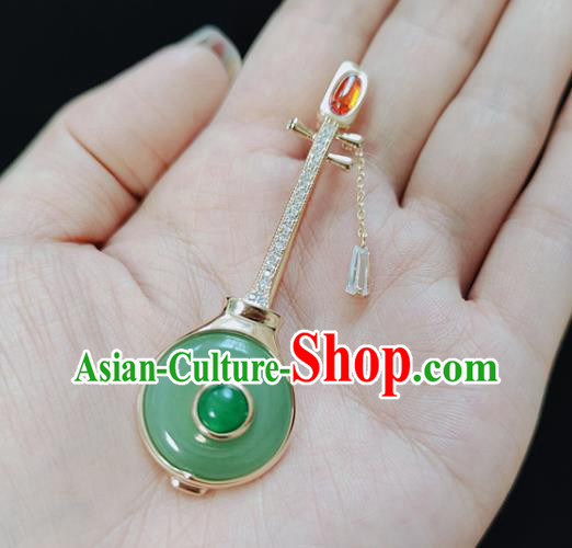 Handmade China Jade Brooch Accessories Cheongsam Crystal Lute Breastpin Classical Jewelry Handmade China Jade Brooch Accessories Cheongsam Crystal Lute Breastpin Classical Jewelry