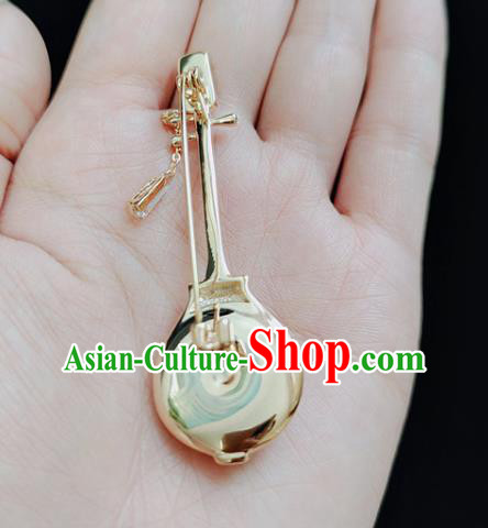 Handmade China Classical Cheongsam Crystal Lute Breastpin Jewelry White Jade Brooch Accessories Handmade China Classical Cheongsam Crystal Lute Breastpin Jewelry White Jade Brooch Accessories
