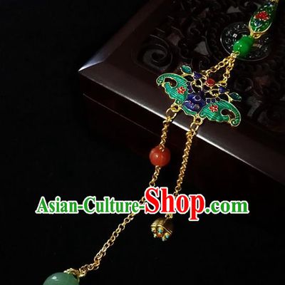 Handmade China Classical Cheongsam Cloisonne Bat Breastpin Jewelry Jade Gourd Brooch Pendant Accessories