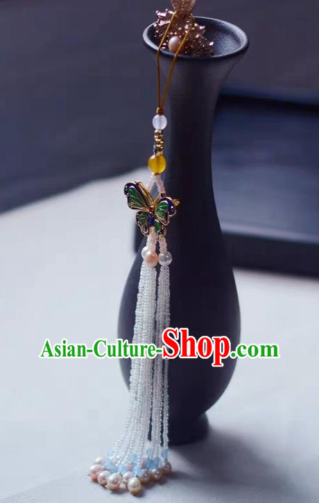 Handmade China Pearls Tassel Brooch Pendant Accessories Classical Cheongsam Enamel Butterfly Breastpin Jewelry Handmade China Pearls Tassel Brooch Pendant Accessories Classical Cheongsam Enamel Butterfly Breastpin Jewelry
