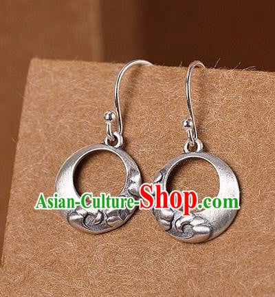 Top Chinese Cheongsam Silver Carving Earrings Classical Ear Jewelry Accessories Top Chinese Cheongsam Silver Carving Earrings Classical Ear Jewelry Accessories