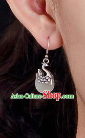 Top Chinese Cheongsam Accessories Silver Carving Phoenix Earrings Classical Jade Ear Jewelry Top Chinese Cheongsam Accessories Silver Carving Phoenix Earrings Classical Jade Ear Jewelry