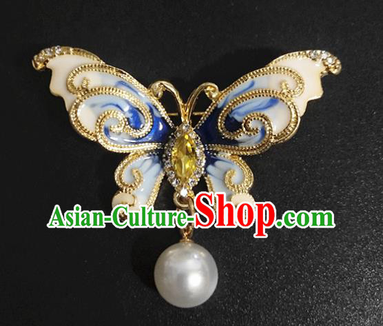 Top Baroque Enamel Blue Butterfly Brooch Court Jewelry Accessories Topaz Breastpin Top Baroque Enamel Blue Butterfly Brooch Court Jewelry Accessories Topaz Breastpin