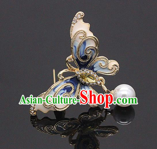 Top Baroque Enamel Blue Butterfly Brooch Court Jewelry Accessories Topaz Breastpin Top Baroque Enamel Blue Butterfly Brooch Court Jewelry Accessories Topaz Breastpin