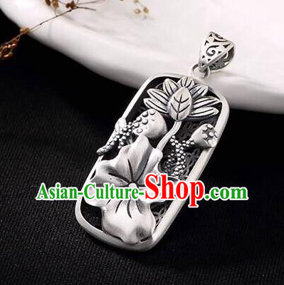 Handmade China Classical Cheongsam Silver Necklace Jewelry Carving Lotus Pendant Accessories Handmade China Classical Cheongsam Silver Necklace Jewelry Carving Lotus Pendant Accessories