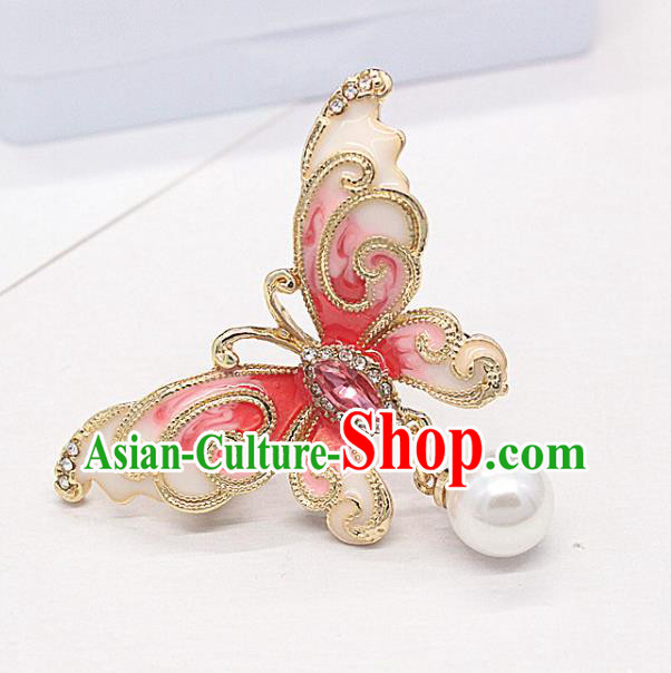 Top Baroque Enamel Pink Butterfly Brooch Court Jewelry Accessories Red Crystal Breastpin Top Baroque Enamel Pink Butterfly Brooch Court Jewelry Accessories Red Crystal Breastpin