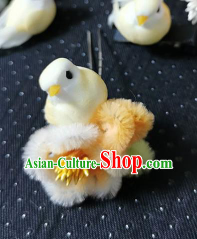 China Traditional Ancient Princess Plum Bird Hairpin Handmade Velvet Hair Stick China Traditional Ancient Princess Plum Bird Hairpin Handmade Velvet Hair Stick
