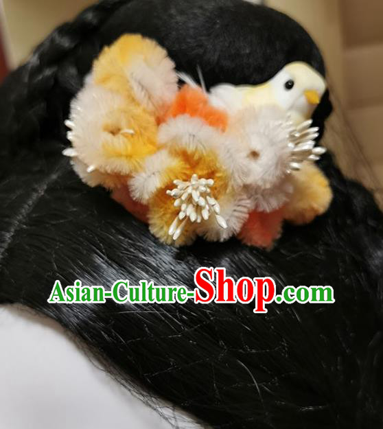 China Handmade Velvet Flowers Pigeon Hair Stick Traditional Ancient Princess Hairpin China Handmade Velvet Flowers Pigeon Hair Stick Traditional Ancient Princess Hairpin