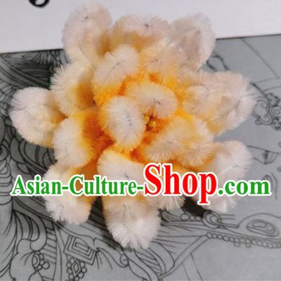 China Traditional Hanfu Hair Accessories Ancient Princess Yellow Velvet Camellia Hairpin Handmade Hair Stick