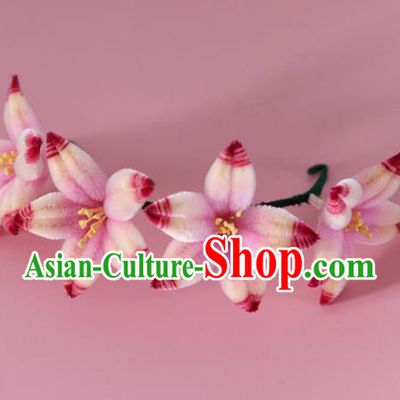 China Handmade Hanfu Velvet Flowers Hair Stick Traditional Ancient Palace Lady Hairpin