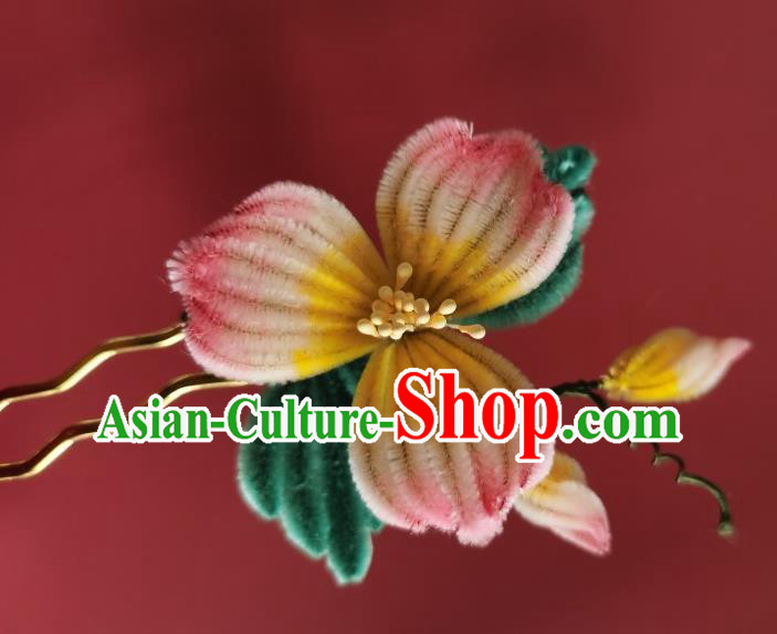 China Ancient Empress Hairpin Traditional Handmade Velvet Flowers Hair Stick China Ancient Empress Hairpin Traditional Handmade Velvet Flowers Hair Stick
