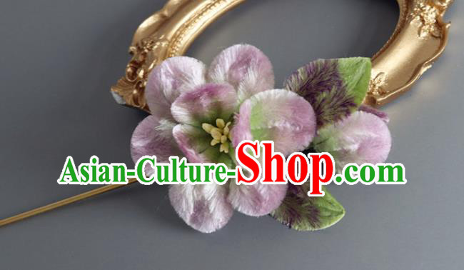 Traditional China Ancient Hanfu Hairpin Handmade Lilac Velvet Flowers Hair Accessories Traditional China Ancient Hanfu Hairpin Handmade Lilac Velvet Flowers Hair Accessories