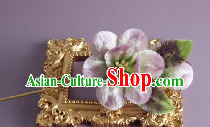 Traditional China Ancient Hanfu Hairpin Handmade Lilac Velvet Flowers Hair Accessories Traditional China Ancient Hanfu Hairpin Handmade Lilac Velvet Flowers Hair Accessories