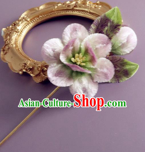 Traditional China Ancient Hanfu Hairpin Handmade Lilac Velvet Flowers Hair Accessories Traditional China Ancient Hanfu Hairpin Handmade Lilac Velvet Flowers Hair Accessories